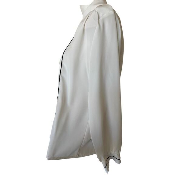 Nicola size 8 women’s French girl button up cream blouse pleated long sleeve col - Picture 3 of 7